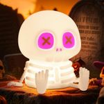 Ammonite Skeleton Night Light, Soft Silicone Skull Lamp with 8 Colors & 2-Level