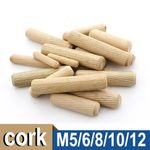 5/6/8/10/12mm Wooden Dowel Pins Grooved Dowels Plugs Chamfered Fluted Pin Wood