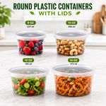 Round Plastic Food Containers With Lids 8oz 10oz 12oz 16oz Reusable Pots