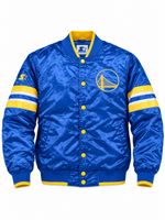 Starter Golden State Warriors NBA Satin Bomber Varsity Jacket Mens XL Blue Yello