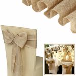 1 10 50 100 Hessian Sash Burlap Chair Sash with Lace Stitched Edge Bows Wedding