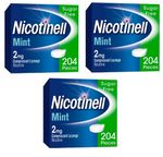 3x Nicotinell Mint 204 sugar free lozenges Helps you stop smoking 2mg (Total 612