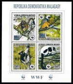 Madagascar 1988 Sc#836/839 WWF LEMURS MONKEYS Souvenir Sheet Perforated MNH