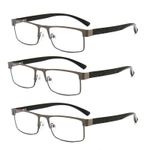 3 Pack Metal Frame Reading Glasses Spring Hinges +1.0 1.5 2.0 2.5 3.0 3.5 4.0
