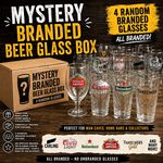 🍺 MYSTERY BRANDED BEER GLASS BOX – 4 RANDOM GLASSES