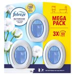 Febreze Bathroom, Continuous Air Freshener Cotton 3 count (Pack of 1), Blue