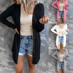 Womens Boyfriend Cardigan Ladies Long Sleeve Top Open Front Button Coat Outwear