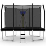 Big Air 5x7ft Rectangular Trampoline Black+Safety Enclosure Ladder & Basketball