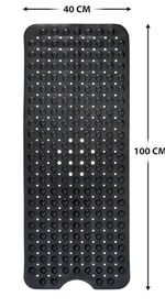 Non Slip Bath Mat 100 By 40 cms – Black Shower Mat - Suction Cups & Drain Holes