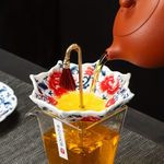 Ceramic Umbrella Tea Strainer with Tassel Chinese Traditional Tea Infuser Gift
