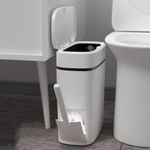 2 IN 1 Toilet Brush and Waste Bin Set Bathroom Slim Waste Bin Rubbish Trash Can