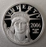 2006 PROOF 1/4 oz American Platinum Eagle $25 .9995 Fine Statue of Liberty