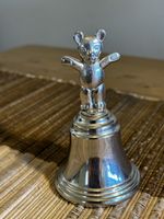 Vintage Lanthe Silver Plated Ornate Teddy Bear Christening Baby Bell 5 In VGC