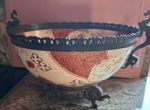 Oriental Style Porcelain Bowl On Bronze Base