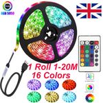 LED Strip Lights 1-20M 5050 RGB Colour Changing Tape Cabinet Kitchen TV Lighting
