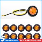 10X Amber/Yellow 3/4" Round 3 Led Side Marker Bullet Light For Trailer Truck 12V