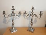 Antique Heavy Silver Plate Pair Of Candelabra