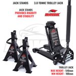 3 TON LOW PROFILE HYDRAULIC CAR JACK & 2 AXLE STANDS HEAVY DUTY SUV VAN LIFT