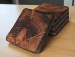 Set Of 4 Charred Rustic End Grain Wooden Coasters