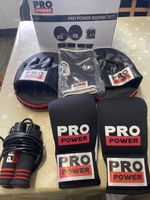 Boxing Gloves Bag Set Training Pad Jump rope Black/White/Red Pro Power New open 