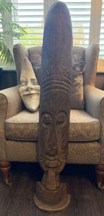 Tall Hand Carved Wooden Tribal Totem Sculpture African Art Figurine 40”tall