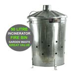 Incinerator Garden Rubbish Fire Bin Galvanized Paper Leaf Wood Waste Burner 90L