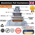 Foil Food Containers With Lids Aluminium Tray Takeaway Microwave Safe Non-Toxic