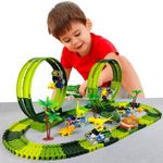 Magic Climbing Electric Dinosaur Car Track Railway Toy Car Set Bend Flexible