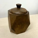 Geometric Handmade Primitive Wooden Octagon Canister Jar with Lid