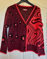 Joe Browns Women’s Burgundy Orange Animal Print Knit V-Neck Button Cardigan 10