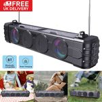 Portable Solar Powered FM Radio Bluetooth Speaker Music Player Travel Camping UK