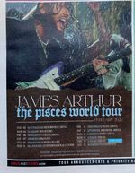 James Arthur Live 2025 Pisces Tour Dates Ad Newspaper Advert Clipping 6x5”