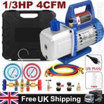 1/3HP 4CFM Vacuum Pump and AC Air Manifold Gauge Tool Set for R134a R22 R12 R502