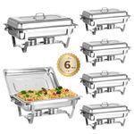 Chafing Dish Sets Catering Food Warmer 6 Pack Stainless Steel Chafer 8QT new