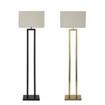 Gloria Double Stem Floor Lamp Rectangular Lampshade LED Black Gold Living Room
