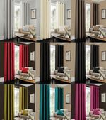 Eyelet Ring Top Thermal Blackout Curtains Pair Ready made with 2 FREE  Tie Back