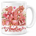 Personalised Sweet 16 Birthday 11oz Mug Pink Glitter Girls Gift Name for Her