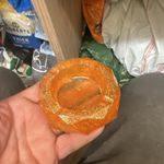 Orange Glass Octagon Ashtray with Cigarette Rest Notch