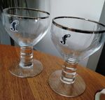 RARE  PAIR  1997 Orval Trappist Beer Glasses  "Loi Évin" French Market Variant