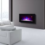 2026 TRUFLAME™ 7COLOUR LED BLACK 72CM WIDE GLASS FLAT ELECTRIC WALL MOUNTED FIRE