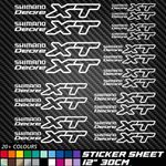 20x SHIMANO DEORE XT Vinyl Decal Stickers Sheet Bike Frame Cycling Cycle Bicycle