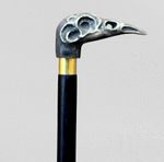 Antique Raven Skull Walking Stick Hand Carved Revan Personal Protection Cane
