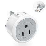 US to UK Plug Adapter, 2-in-1 Converter for USA, Canada, Japan, Type A/B