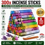 300x INCENSE STICKS 15 PACK PREMIUM FLUTE ASSORTED FRAGRANCES