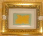Vintage Limoges Rectangle Coffee Table Ashtray  Gold Pattern
