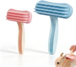 2 Pack Rabbit Grooming Brush Set Soft Silicone Massage Comb Blue Pink Bunny