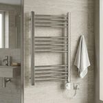 150W Electric Towel Rail Radiator Chrome 500x800 Fully Assembled & Pre-Filled