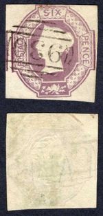 SG59wk 6d Embossed Wmk Inverted and Reversed Superb used Cat 750 pounds