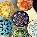 Set of 6 Boho Ceramic Salad Plates Bohemian Dessert Appetiser Dishwasher Safe
