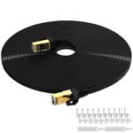 30M Cat7 Ethernet Network LAN Cable Gold Plated thin Flat Patch Lead RJ45 Black